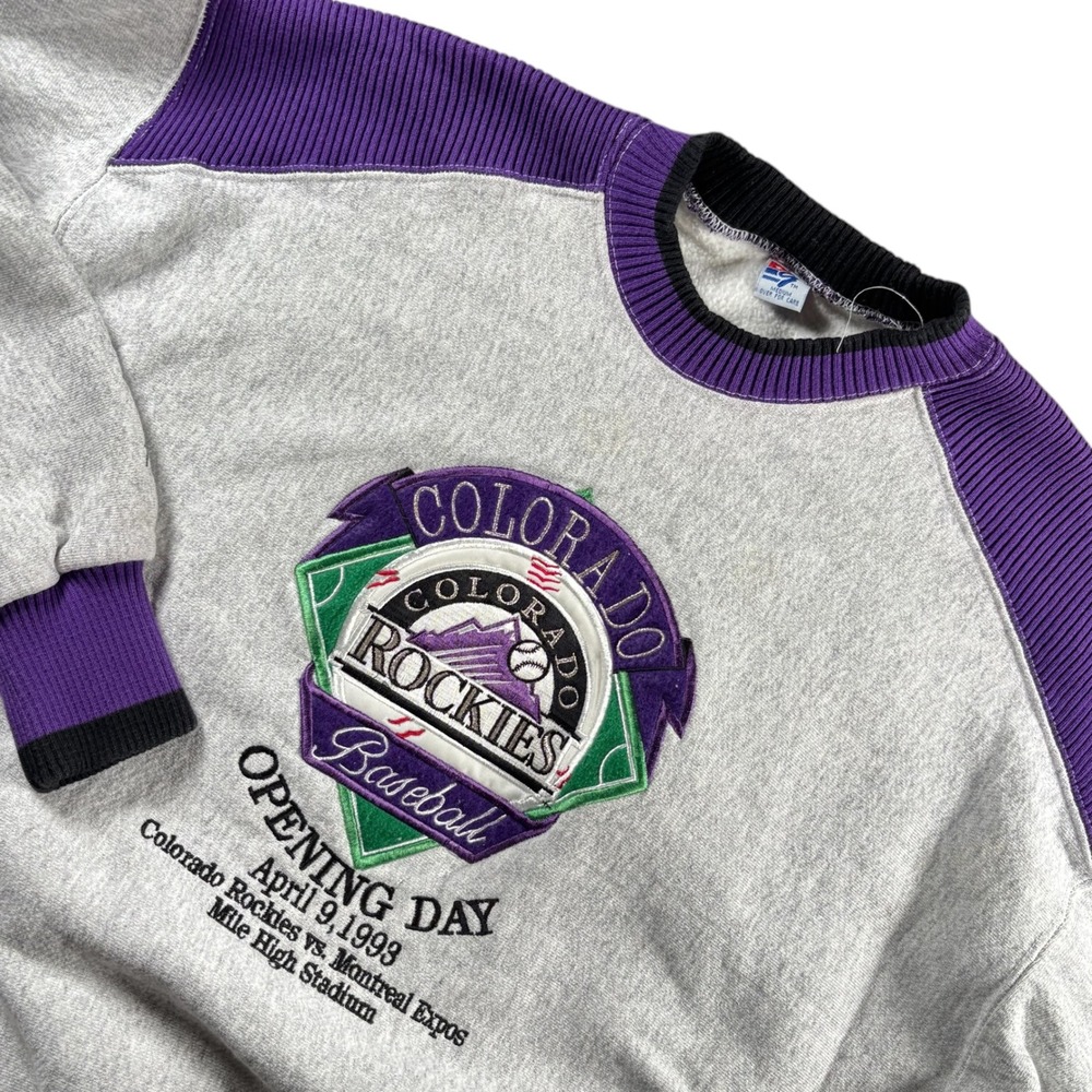 VTG Colorado Rockies 93 Opening Day Sweatshirt Mens M Gray USA made 330/1600 Y2K